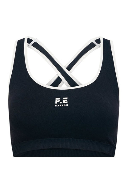 Adaption Seamless Sports Bra In Black & Optic — packshot