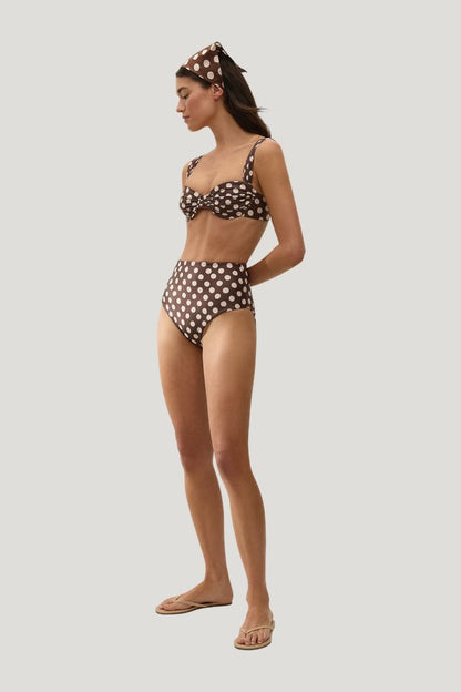 Afonso Bikini Bottom Cioccolato Dot — model side