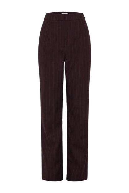Agatha Straight Leg Suiting Pants - Plum Pinstripe — packshot