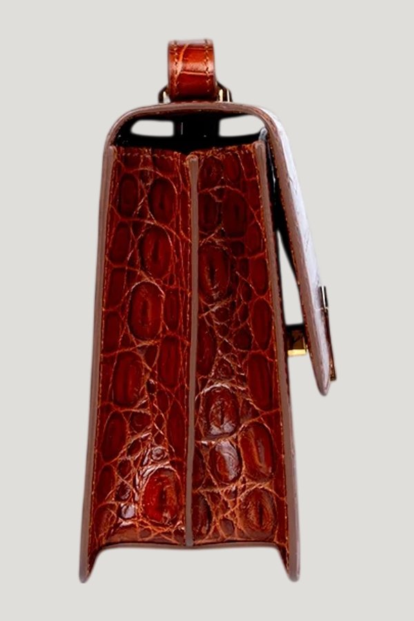 Alex In Caramel Croc-Effect — model side