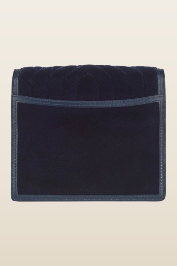 Alexa In Navy Quilted Velvet — model back