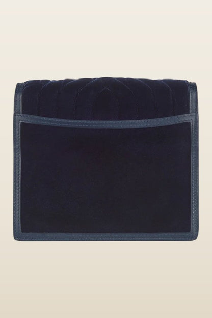 Alexa In Navy Quilted Velvet — model back
