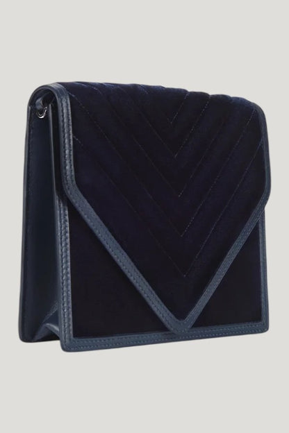 Alexa In Navy Quilted Velvet — model front