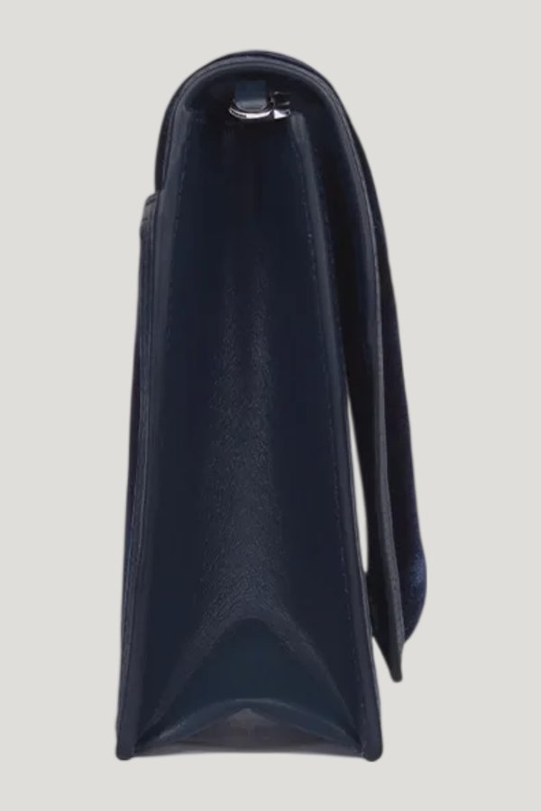 Alexa In Navy Quilted Velvet — model side