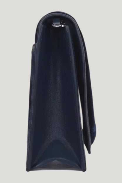 Alexa In Navy Quilted Velvet — model side
