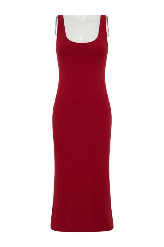 Allyra Scoop Stretch Crepe Midi Dress — packshot