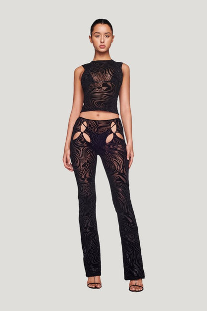 Amina Pant - Black Burnout — model front