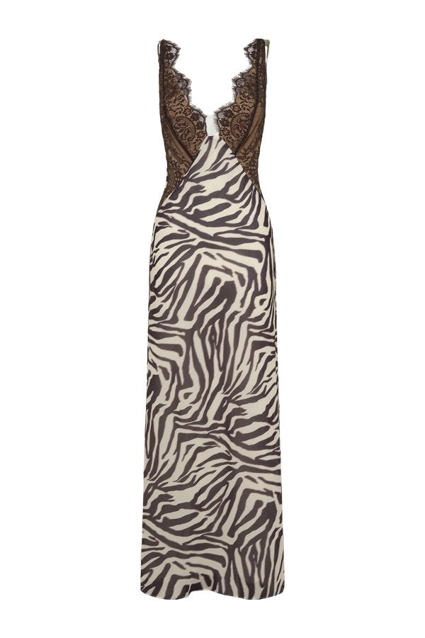 Angeline Lace And Chiffon Maxi Dress - Abstract Zebra Print — packshot