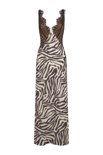Angeline Lace And Chiffon Maxi Dress - Abstract Zebra Print — packshot