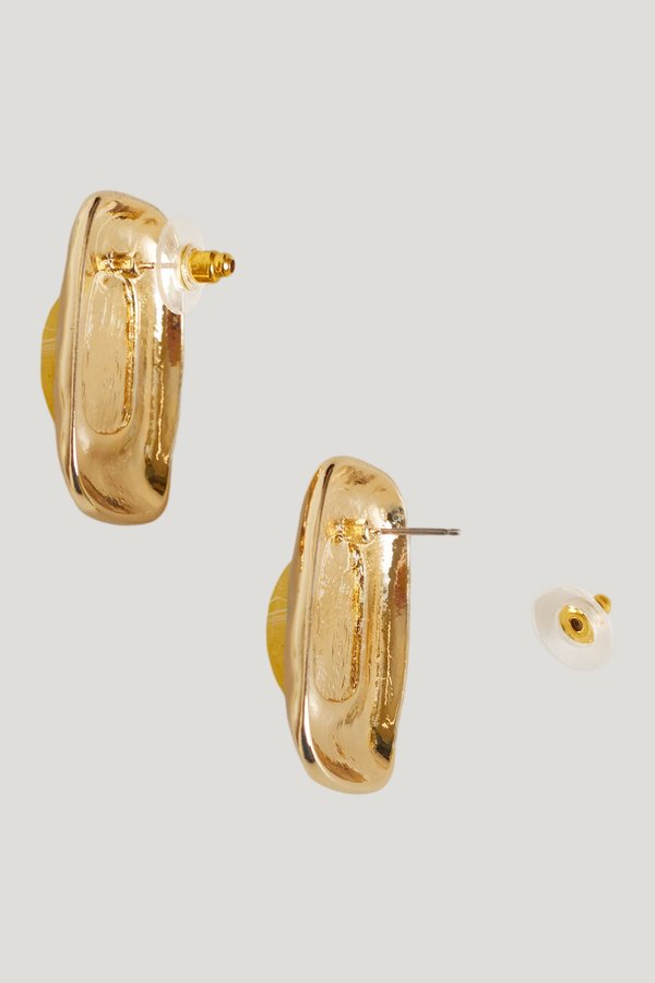 Annalise Yellow Stone Square Earrings — model front
