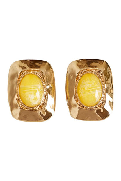 Annalise Yellow Stone Square Earrings — packshot