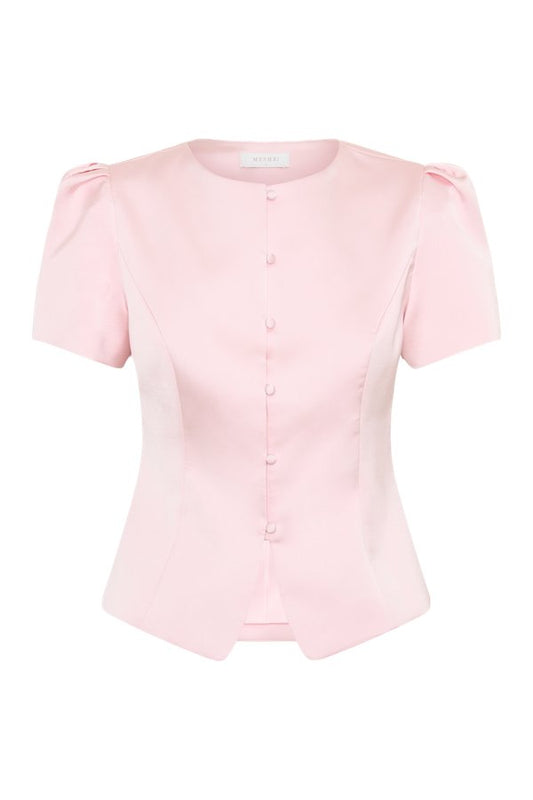 Anne Short Sleeve Satin Top — packshot