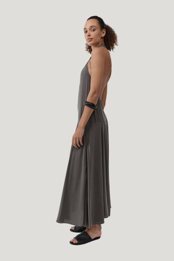 Apron Dress - Moss — model side