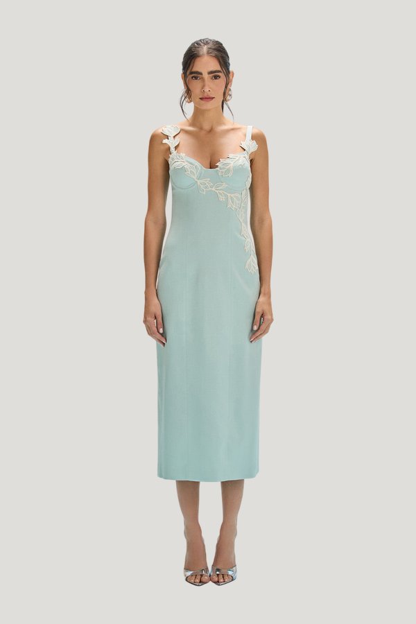 Acquamist Linen Midi Dress — model front