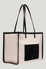 ARABELLA Cotton canvas and leather tote bag — model side
