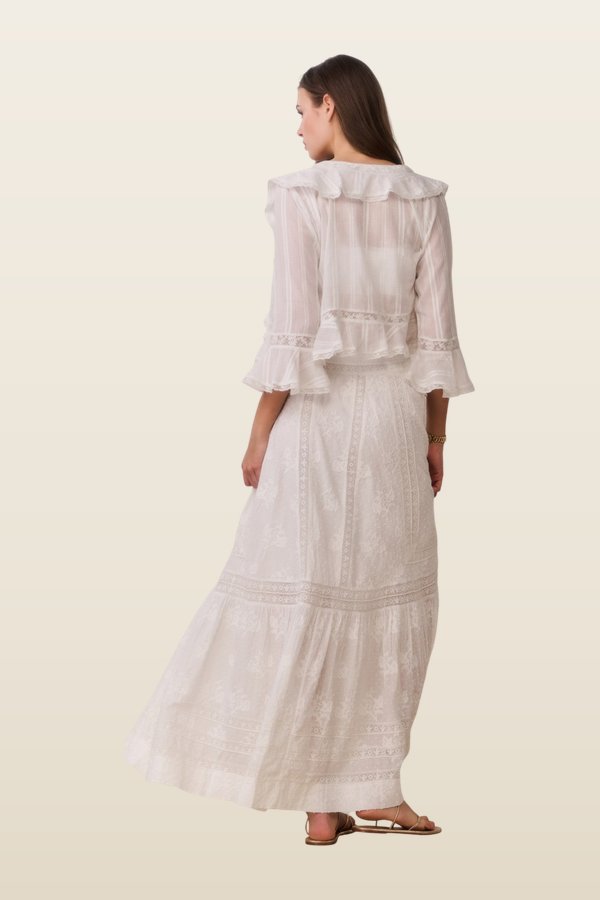 Araminta Cotton Victorian Maxi Skirt — model back