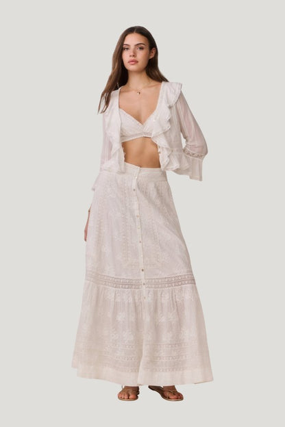 Araminta Cotton Victorian Maxi Skirt — model front