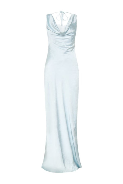 Ashley Cowl Neck Lace And Satin Maxi Dress - Ice — packshot