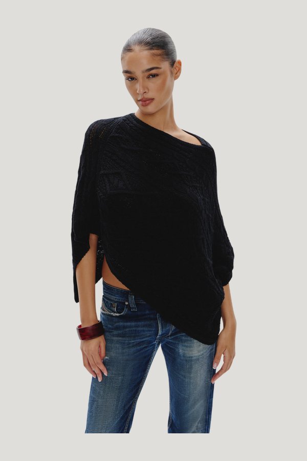 Aspen Cotton Knit Poncho — carry 3