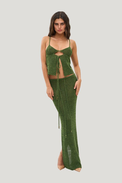 Astra Glitter Jungle Green - Skirt — model front