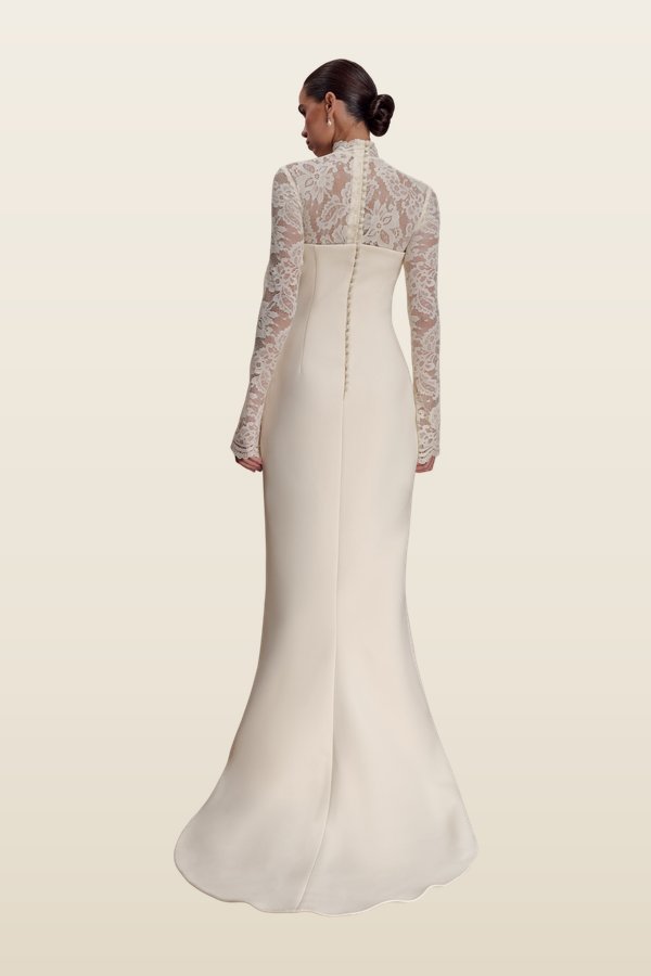 Aurelie Long Sleeve Lace Maxi Dress — model back