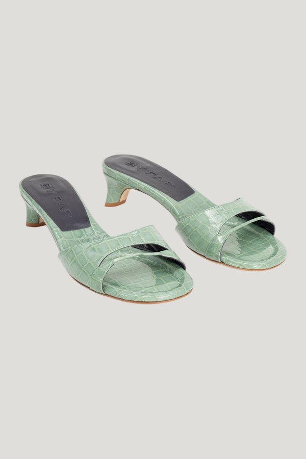 Babygirl Fresh Croco Embossed Leather Slip-On Mule — model front