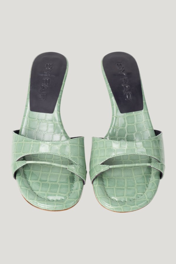 Babygirl Fresh Croco Embossed Leather Slip-On Mule — model side