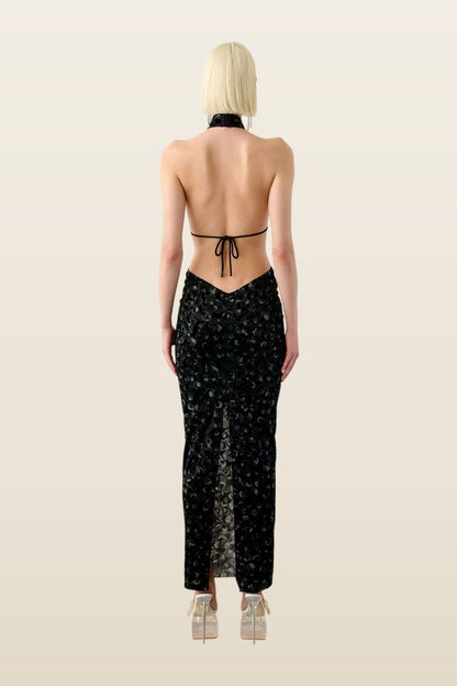 Bare Dress Black Leopard Print — model back