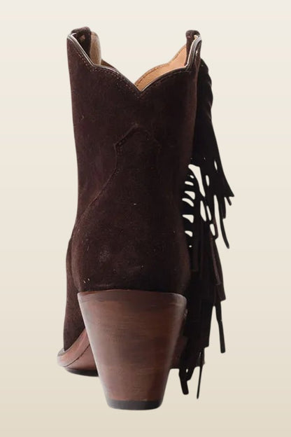 Besita The Spirit Fringe Suede Booties — model back