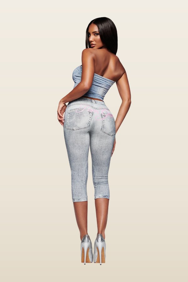 Blare Boob Tube - Denim Trompe L'Oeil — model back