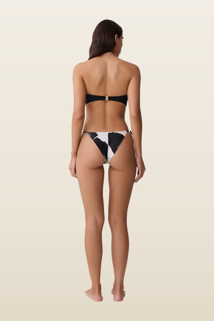 Blossom Side Tie Bikini Bottom - Ivory Oversized Floral Print — model back