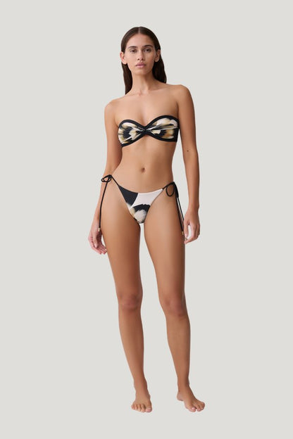 Blossom Side Tie Bikini Bottom - Ivory Oversized Floral Print — model front