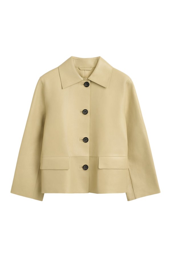 Bonded leather jacket chai — packshot