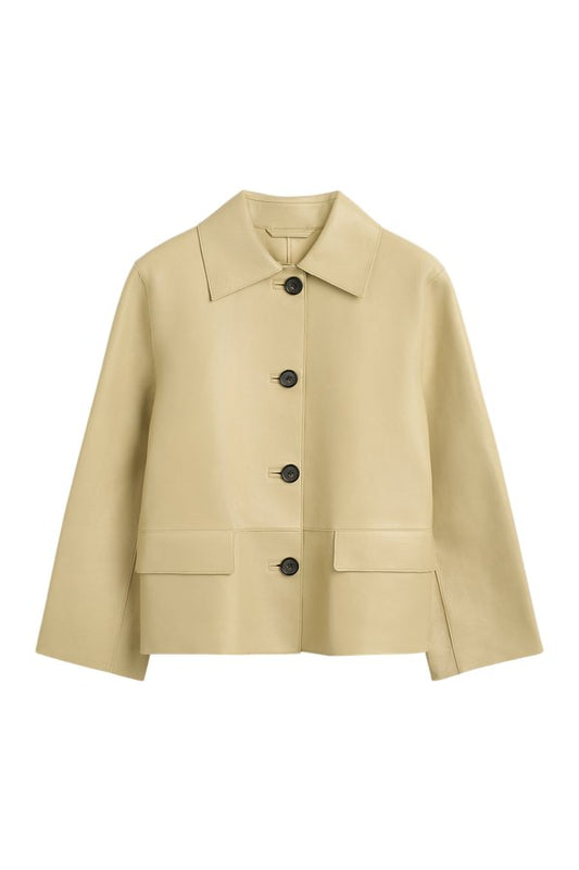Bonded leather jacket chai — packshot