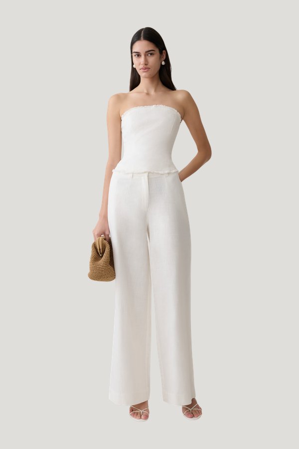 Brielle Straight Leg Linen Pant — model front