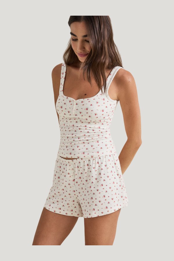 Button Pyjama Shorts — model side