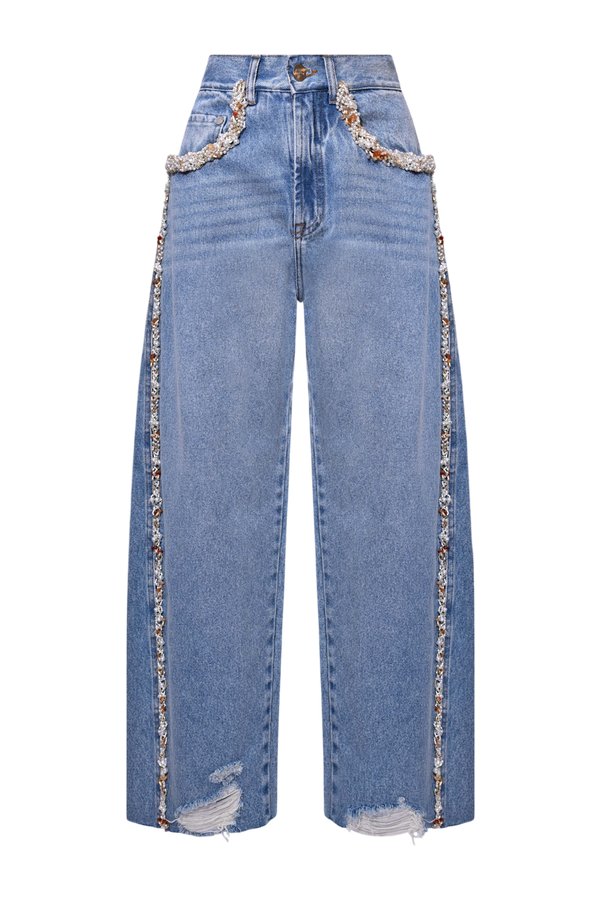 Camila Coelho Beaded Denim Pant — packshot