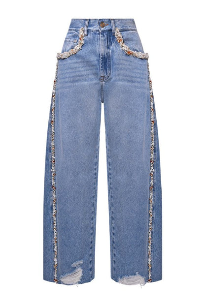 Camila Coelho Beaded Denim Pant — packshot