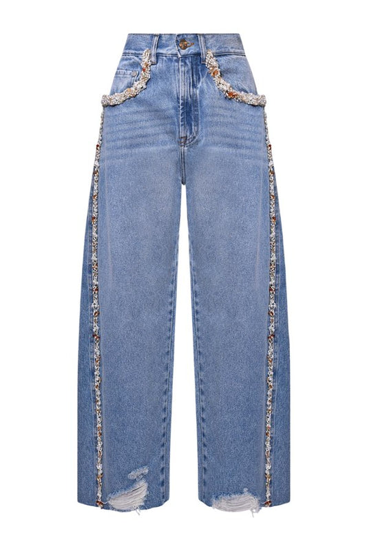 Camila Coelho Beaded Denim Pant — packshot