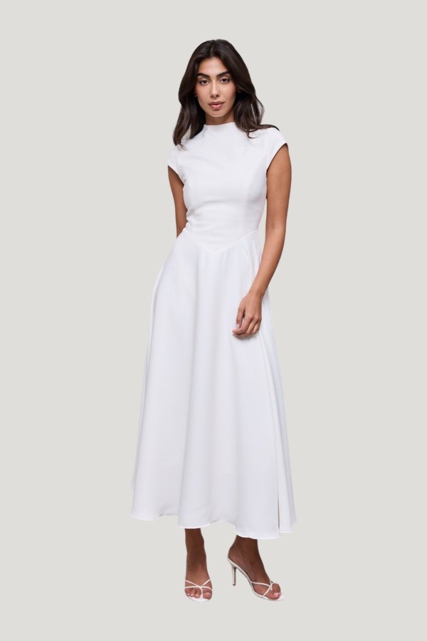 Cap Sleeve Midi Dress — model front
