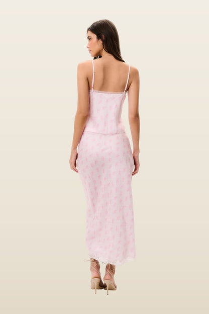 Castle Silk-Blend Floral Maxi Skirt — model back