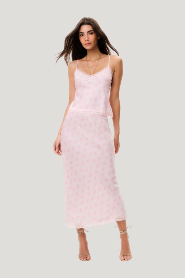 Castle Silk-Blend Floral Maxi Skirt — model front