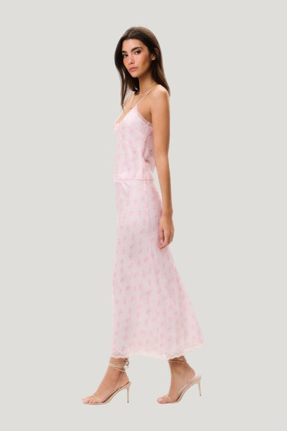 Castle Silk-Blend Floral Maxi Skirt — model side