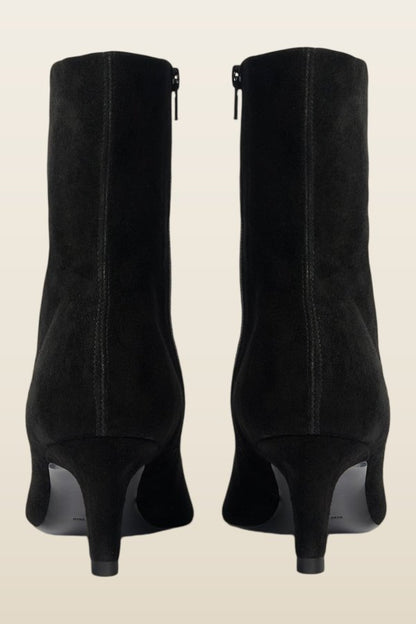 Cave Ankle Boot in Black Stretch Suede Leather — model back