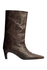 Cave Mid Calf Boot in Dark Brown Python Leather — packshot