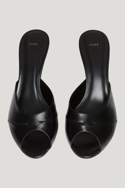 Cave Mule in Black Creased Leather — extra