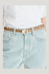 CHARLOTTE Deer print pony-effect leather belt — model front