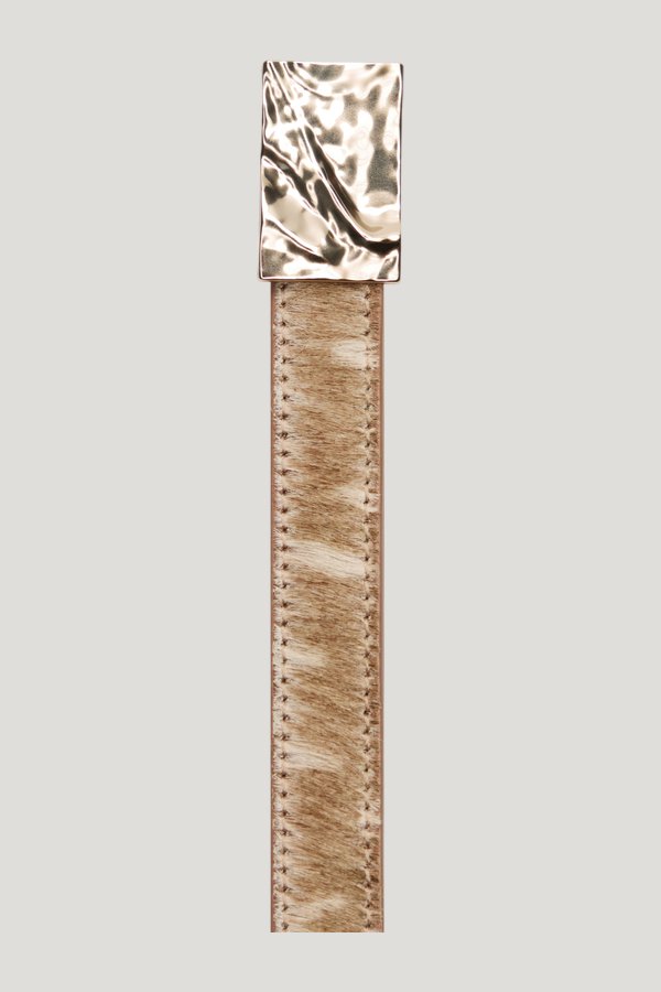 CHARLOTTE Deer print pony-effect leather belt — model side