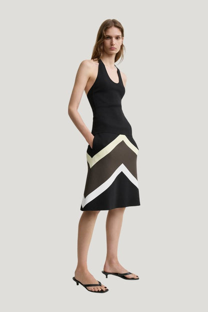 Chevron stripe skirt — model side