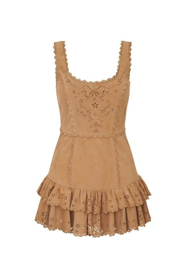Chrysanthe Suede Eyelet Mini Dress — packshot